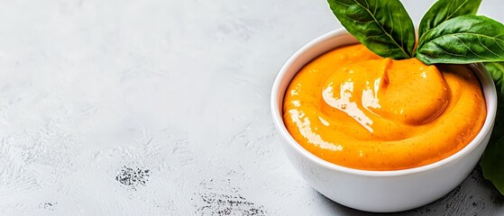 Wall Mural -  A tight shot of a bowl brimming with food, featuring a single leaf protruding from one