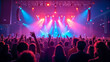 © vladnikon - Audience members raise their hands in excitement as bright lights illuminate the stage during a live concert, creating an electric atmosphere filled with energy and joy.