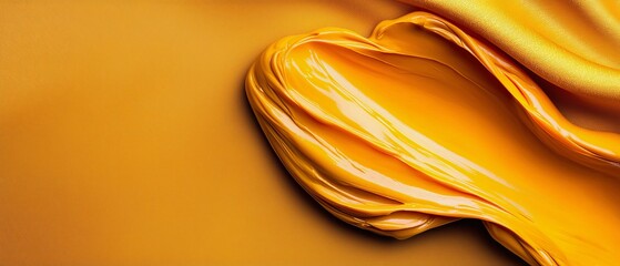 Wall Mural -  A yellow background with a wavy design at the bottom