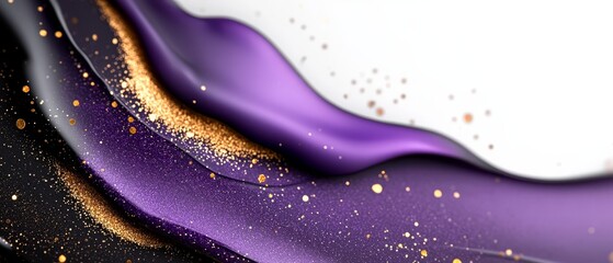 Sticker -  A tight shot of a purple-gold liquid, adorned with golden flecks at its base