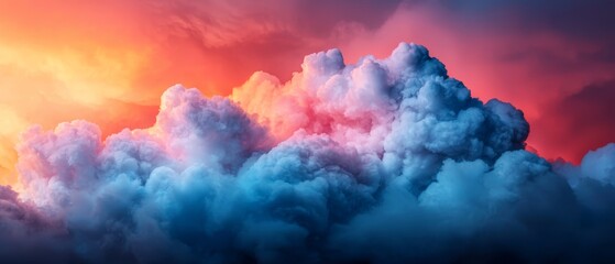 Wall Mural -  A pink and blue sky with clouds; a plane in the foreground, another in the middle ground