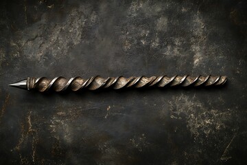 Rusty Metal Drill Bit on Dark Background