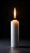 © MrMachyH - A single white candle burns steadily in a dark environment, with its flame glowing warmly against the black background