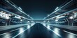 © xartproduction - Illuminated racing circuit at night featuring bright lines and empty grandstands, showcasing a sleek design for high-speed events