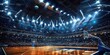 © xartproduction - A vibrant basketball arena filled with excited fans and bright floodlights, ready for the big game night atmosphere