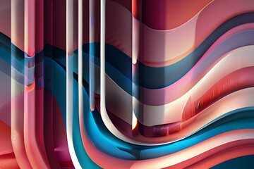 Wall Mural - Vector abstract light lines wavy flowing dynamic in blue pink colors isolated on white background for concept of AI technology, Generative AI