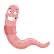 © designer_things - Funny worm laughs. Pink crawler amazemented. Earth worm cartoon character, wildlife nature. Insect for kids illustration