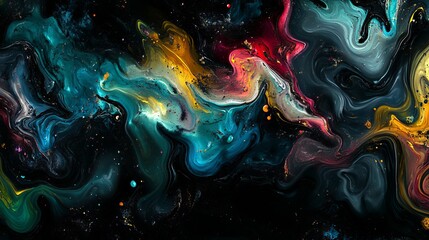 Wall Mural - Vibrant abstract design featuring swirling colors on a dark background