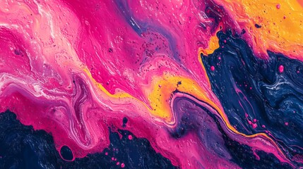 Wall Mural - Vibrant swirling patterns in pink, yellow, and blue creating abstract art