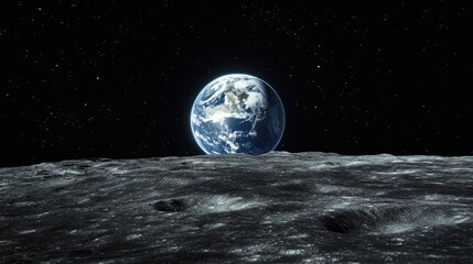 Wall Mural - earth as seen from the moon, highlighting the beauty and isolation of our planet in the vastness of 