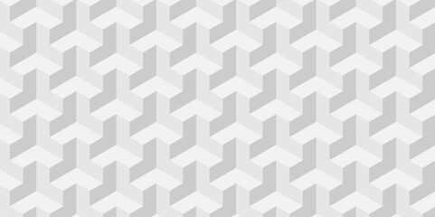 	
Seamless vector cube triangle geometric tile mosaic wall grid retro digital hexagon technology wallpaper background. white and gray block cube structure backdrop square triangle texture vintage desi