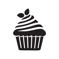 Cupcake silhouette Icon, muffin logo.abstract food symbol, Vector illustration isolated on white background. Can be used as icon, sign or symbol - cupcake silhouette.