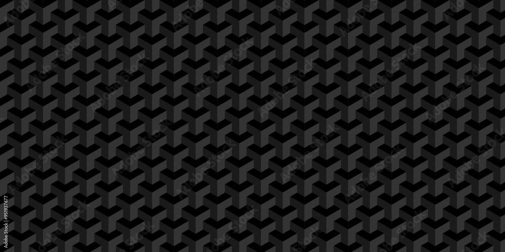 Vector box cube triangle geometric tile mosaic wall grid retro digital hexagon technology wallpaper background. black block cube structure backdrop square triangle text.	
