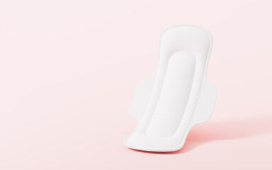 White menstrual pad model, 3d rendering.