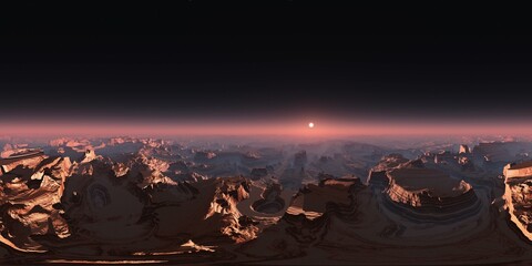 Martian landscape. HDRI . equidistant projection. Spherical panorama. panorama 360. environment map, 3d rendering