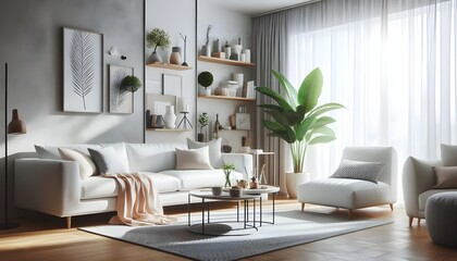 Canvas Print - modern interior living room design