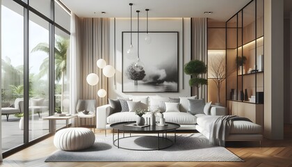 Canvas Print - modern interior living room design