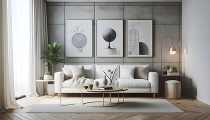 Canvas Print - modern interior living room design