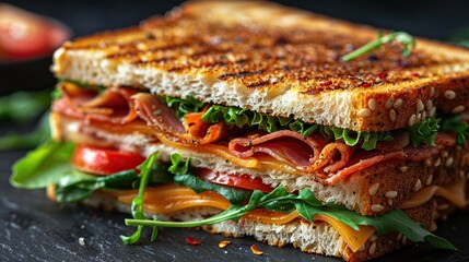 Canvas Print - Grilled Cheese Sandwich with Bacon and Tomato