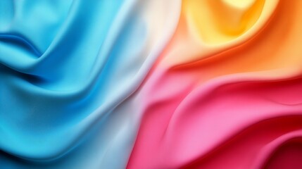 Poster - A colorful piece of fabric with a blue and white stripe and a pink