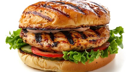 Poster - Grilled Chicken Burger with Lettuce, Tomato and Pickles