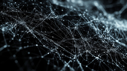 Modern, intricate web of interconnected points and lines forms an abstract digital background, perfect for sophisticated banners and posters. 