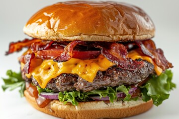 Canvas Print - Juicy Cheeseburger with Bacon and Lettuce