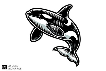 whale graphic design black and white vector clip art silhouette