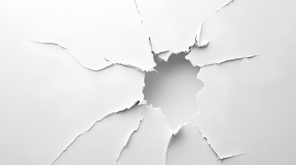 Broken hole white wall texture background fracture 