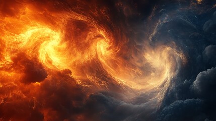 Wall Mural - A fiery phoenix soars through a dramatic sky, its wings ablaze with a radiant glow.