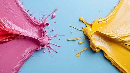 Fototapete - Pink and Yellow Paint Splashes