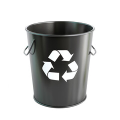 Recycling bin with recycling icon on transparent background