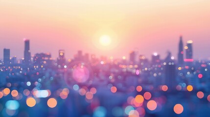 Aufkleber - Cityscape Sunset Bokeh.