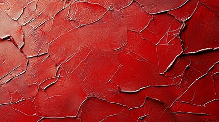 Fototapete - Red Cracked Paint Texture.