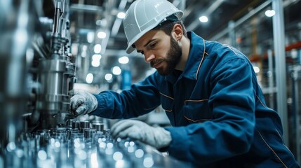 Industrial Precision: Focused Engineer at Work 