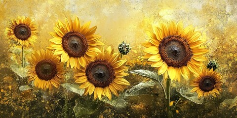 Vibrant yellow sunflowers in a beautiful artistic arrangement , sunflowers, yellow, art, beautiful, vibrant, nature, floral, garden