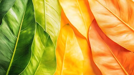 Poster - Green Yellow Orange Leaves.