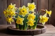 © Michael - Lively Yellow Daffodils Blooming on Rustic Wood Table