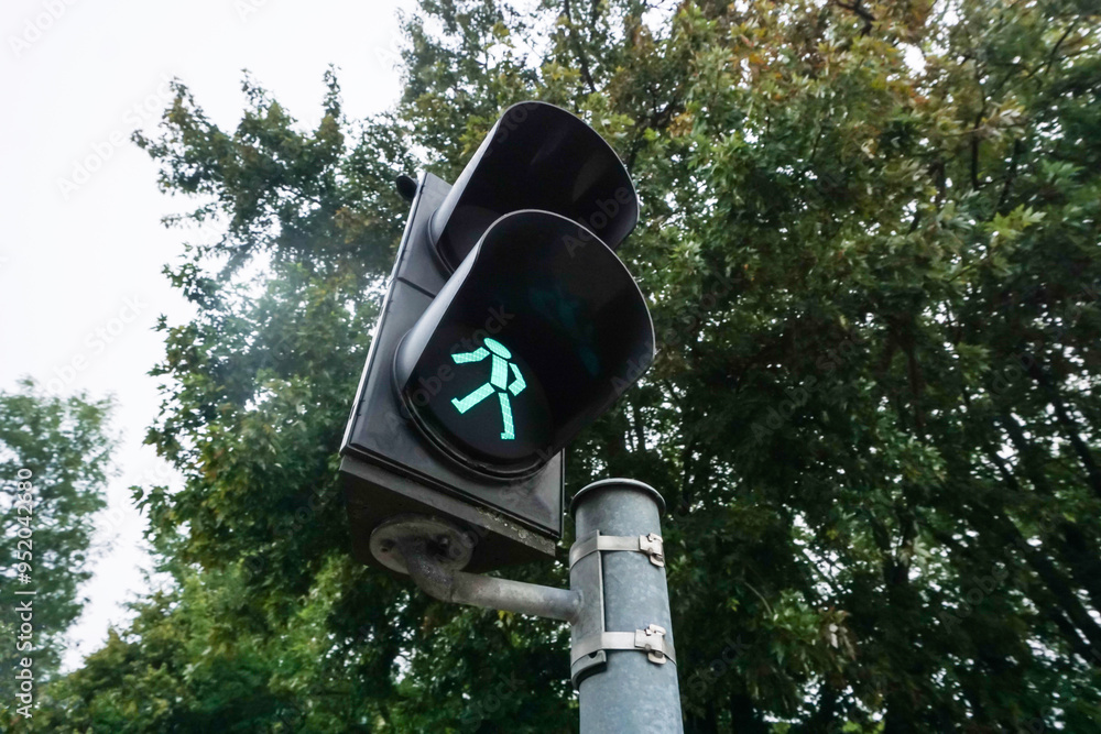 Green pedestrian traffic light at a crosswalk Crosswalk safety ...