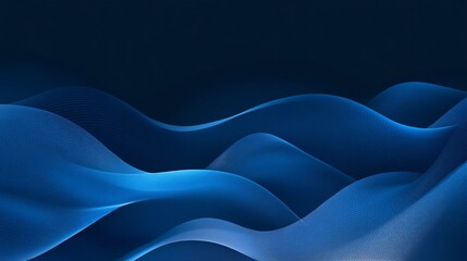 Wall Mural - Fluid abstract waves in deep blue tones create a serene and tranquil atmosphere.