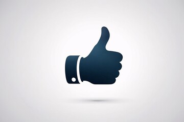 Simple blue thumbs up icon isolated on white background.