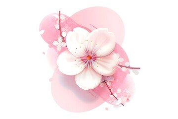 Wall Mural - Minimalist 3D Logo with Cherry Blossom Flower and Sleek Typography