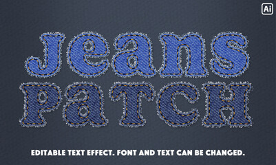 jeans patch text effect. 100% editable vector.	
