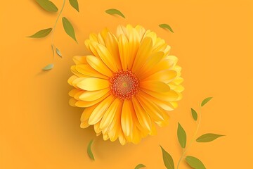 Wall Mural - Elegant Calendula Flower Logo with Charming Accents