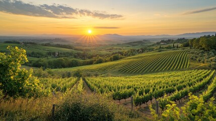 Tuscany, Italy shot, national geographic style, green vinefields