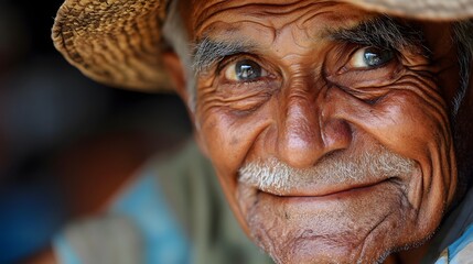 Canvas Print - 133. An elderly person expressing relief with a relaxed smile and contented eyes