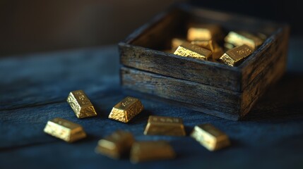 Gold Bars in Wooden Crate.