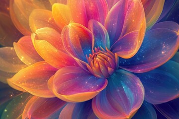 Poster - Abstract Close-up of a Vibrant Flower with Glittering Petals