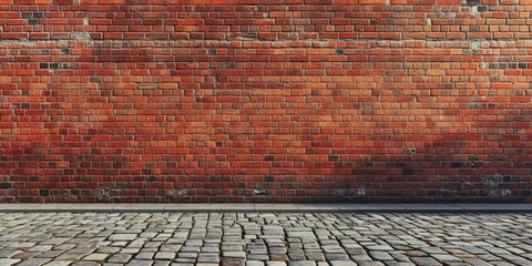 Sticker - Red Brick Wall with Cobblestone Street