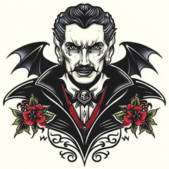 dracula very simple traditional tattoo flash styles illustration